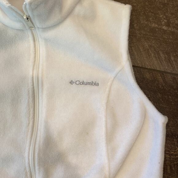 COLUMBIA White Full Zip Fleece Vest Medium - Picture 3 of 7